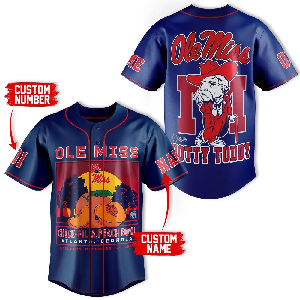 Custom Ole Miss Jersey - Personalized Name & Number , Peach Bowl Commemorative Shirt
