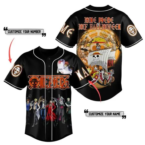 Custom One Piece Halloween Baseball Jersey - Personalized Name & Number