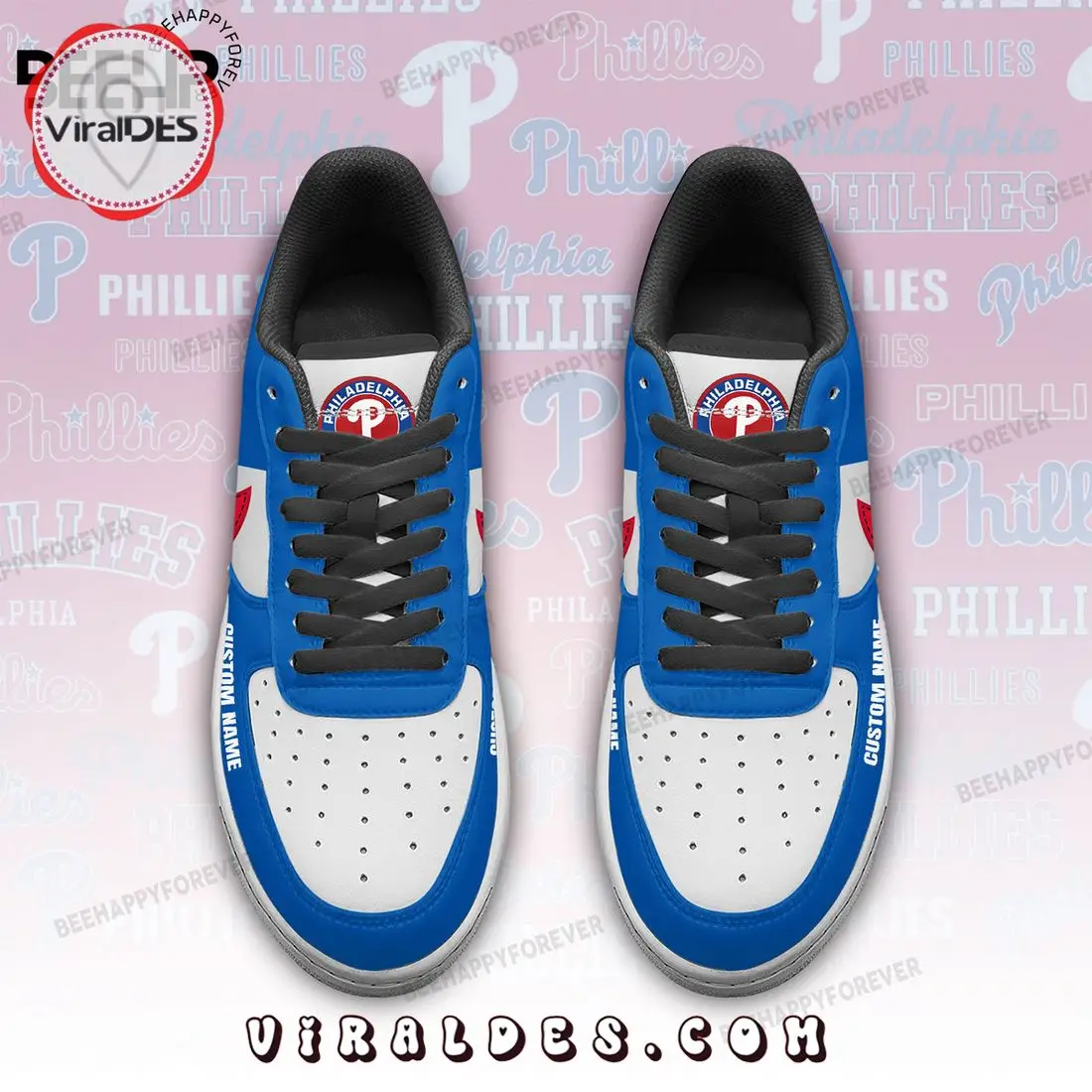 Custom Philadelphia Phillies Special Navy Design Air Force 1 Sneakers