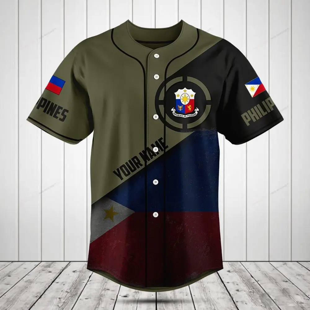 Custom Philippines Flag Baseball Jersey – Personalized Name & Flag Design