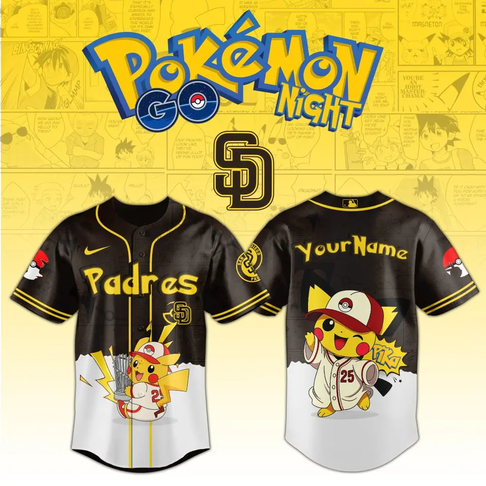 Custom Pikachu Baseball Jersey - Pokémon Go Padres Edition - Perfect For Fans!