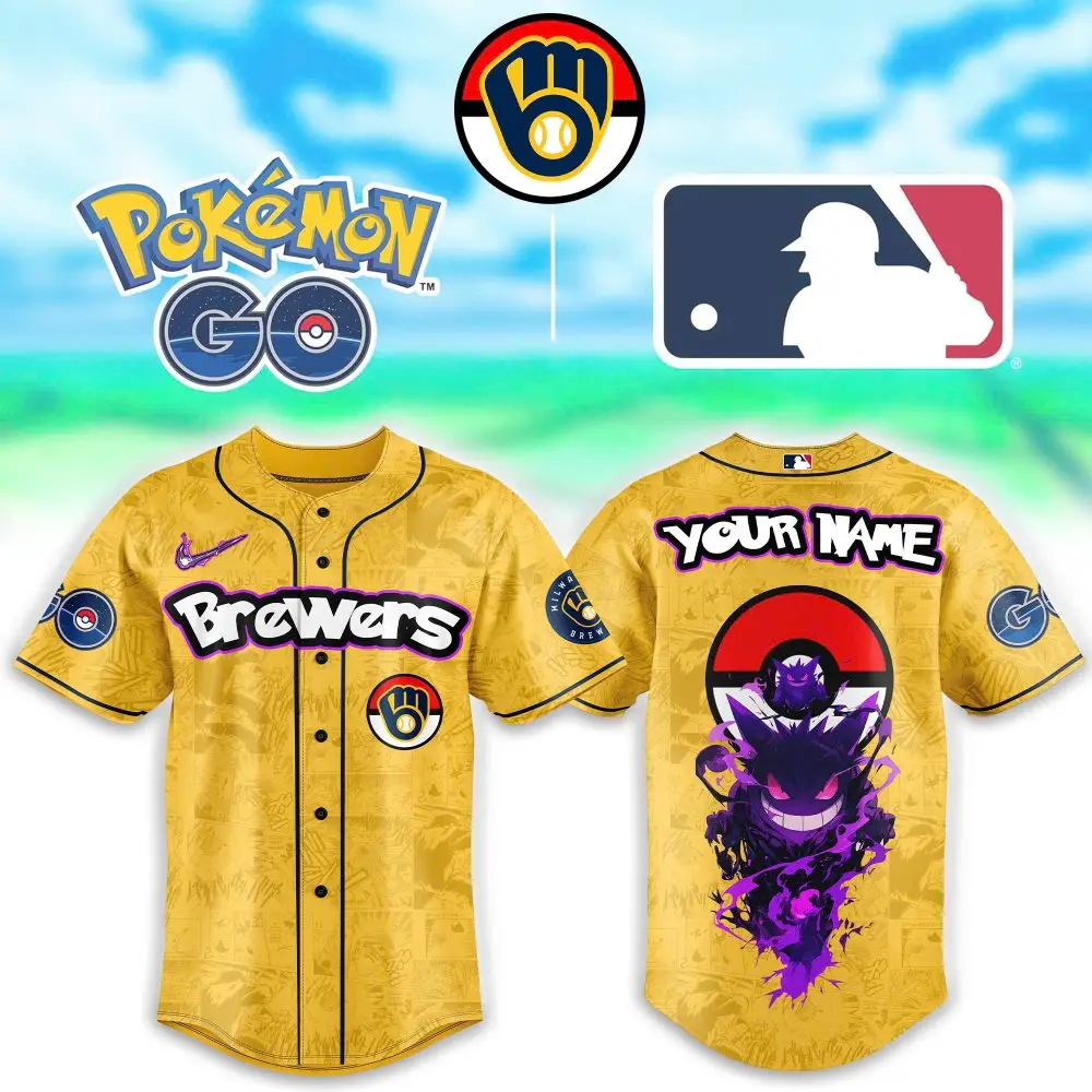Custom Pokémon Go Brewers Jersey – Personalized Name & Mlb Style, Perfect Gift!