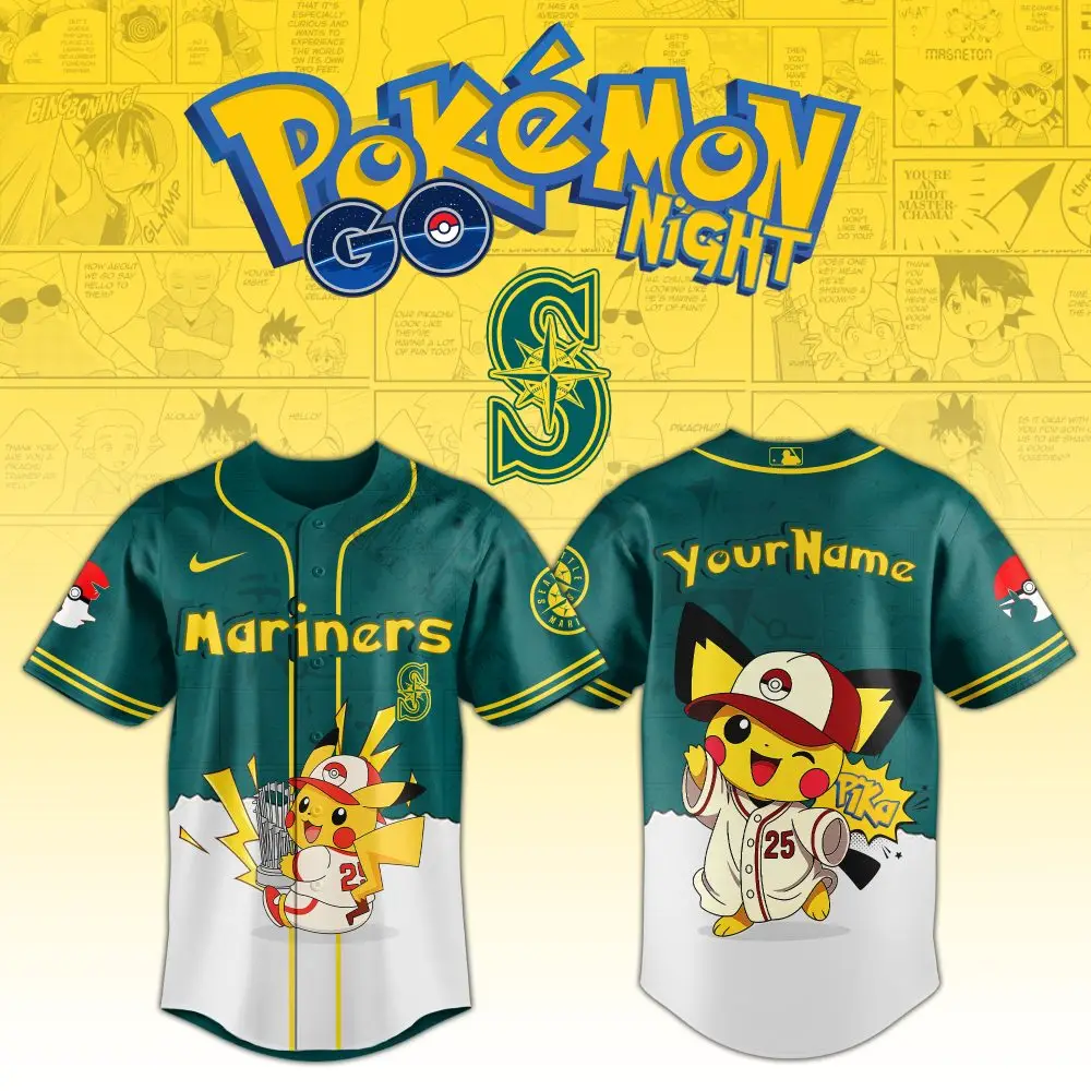 Custom Pokémon Mariners Jersey – Pikachu Design, Limited Edition Sportswear