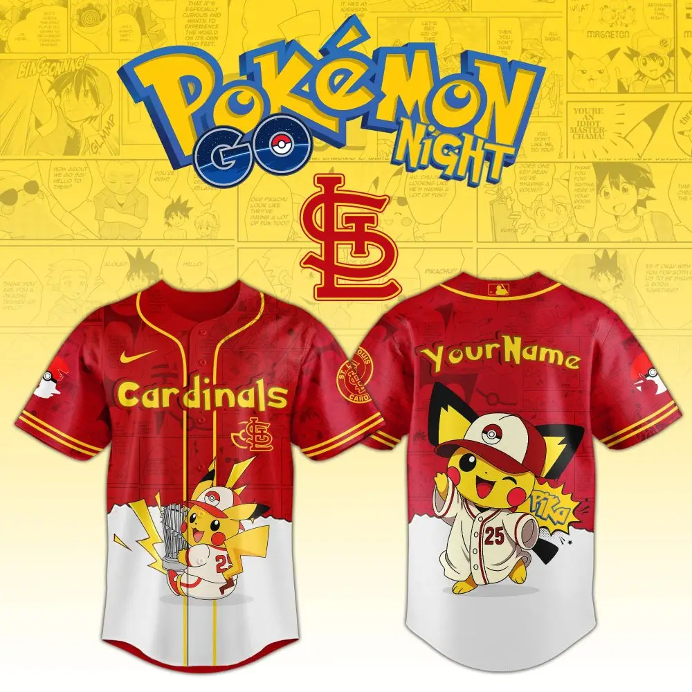 Custom Pokémon Night Cardinals Jersey - Pikachu Design For Fans Custom Pokémon Night Cardinals Jersey - Pikachu Design For Fans - Image 1