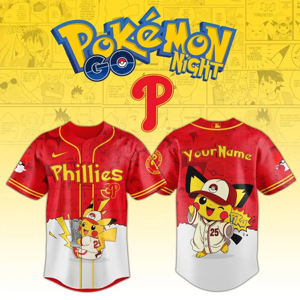 Custom Pokémon Phillies Jersey – Pikachu Baseball Design For Fans