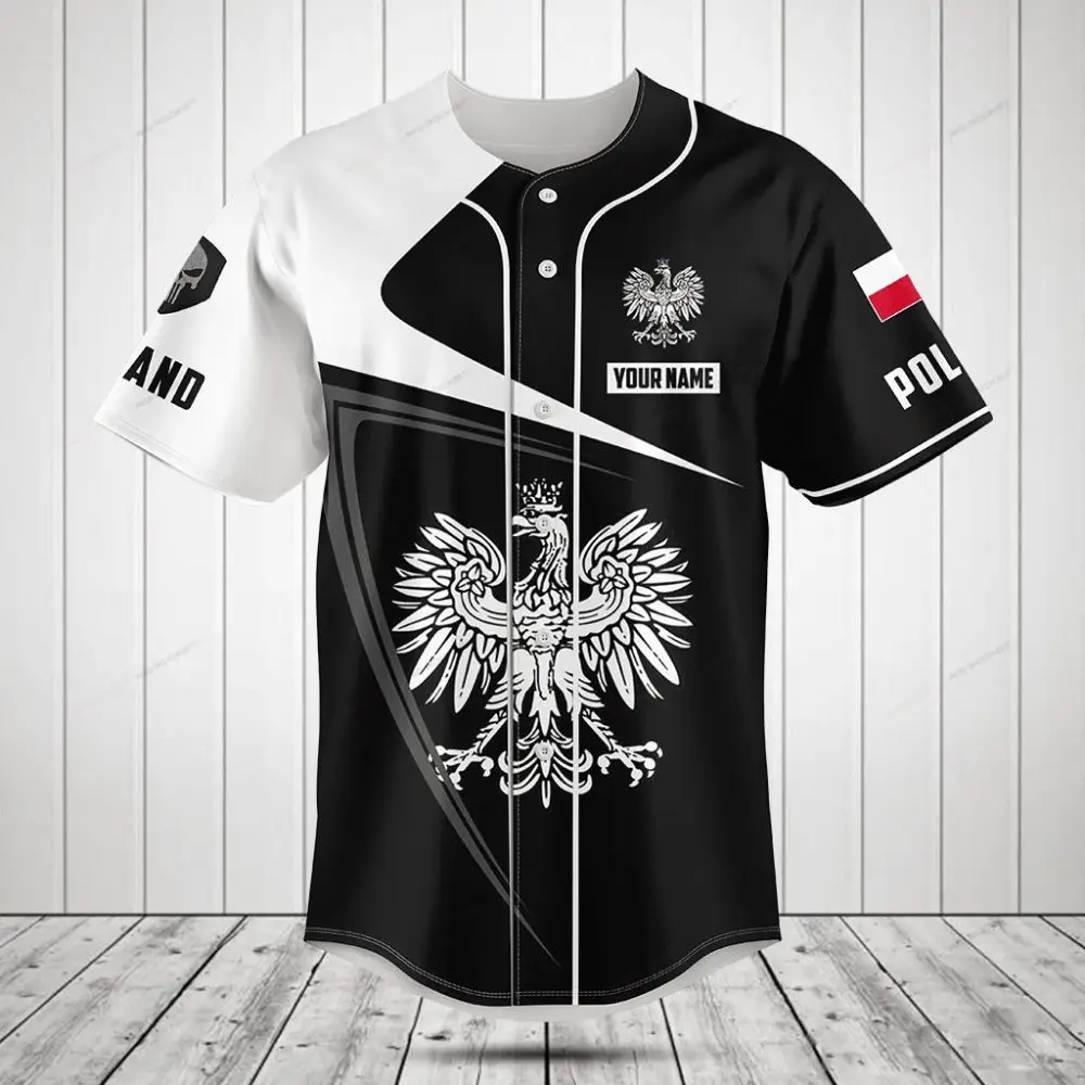 Custom Poland Eagle Baseball Jersey – Personalized Name & Number – Stylish Polish Pride Tee