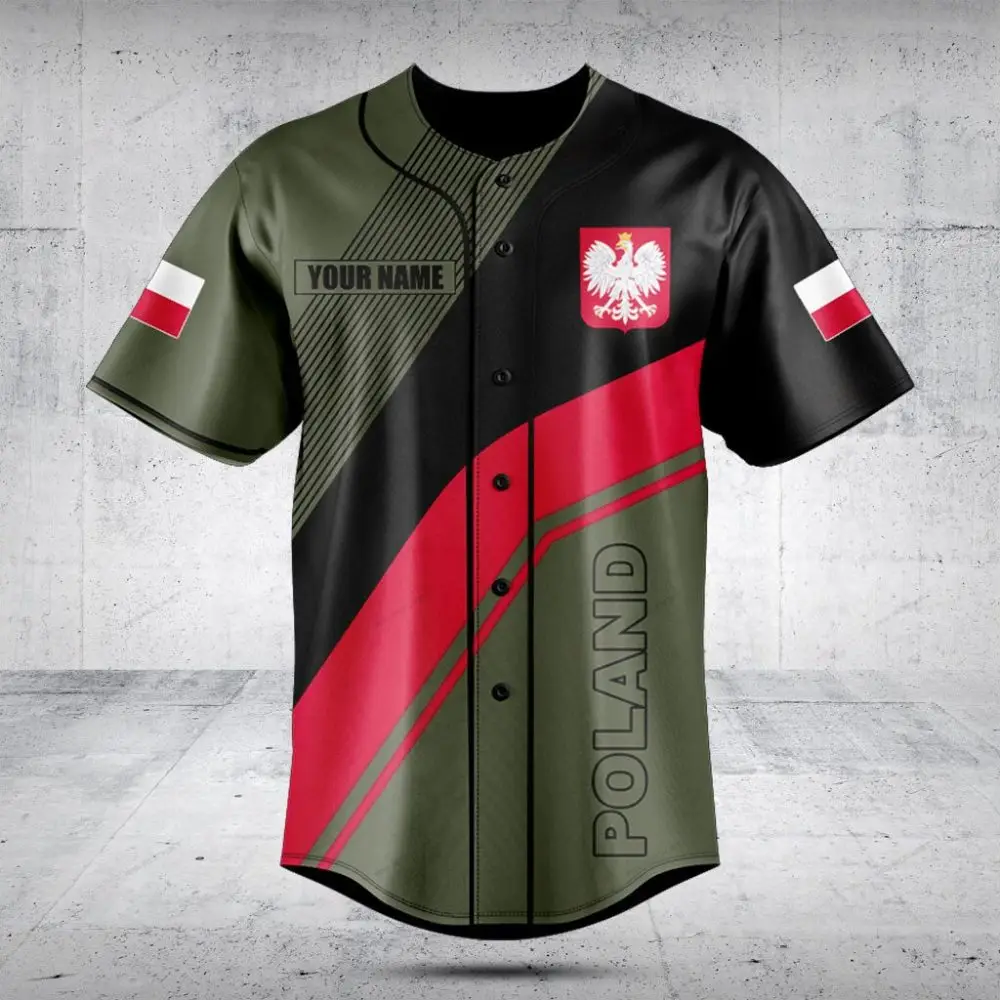 Custom Polish Flag Baseball Jersey - Personalized Name & Flag Design - Show Your Pride!