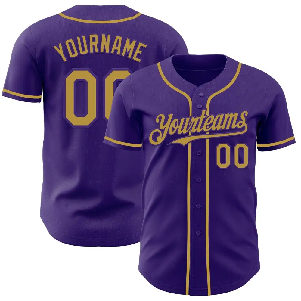 Custom Purple Old Gold Authentic Baseball Jersey Custom Purple Old Gold Authentic Baseball Jersey - Image 1