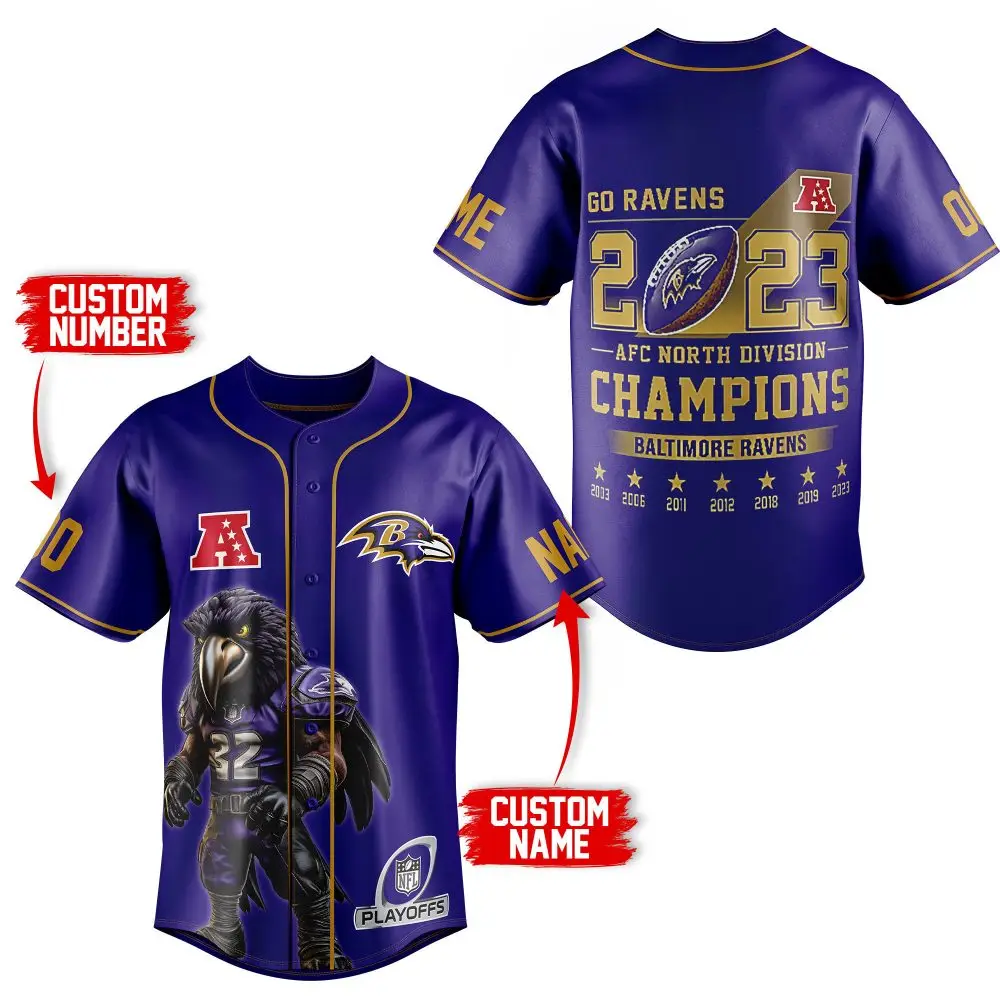 Custom Ravens Champion Jersey 2023 - Personalized Name & Number , Support Your Team In Style!