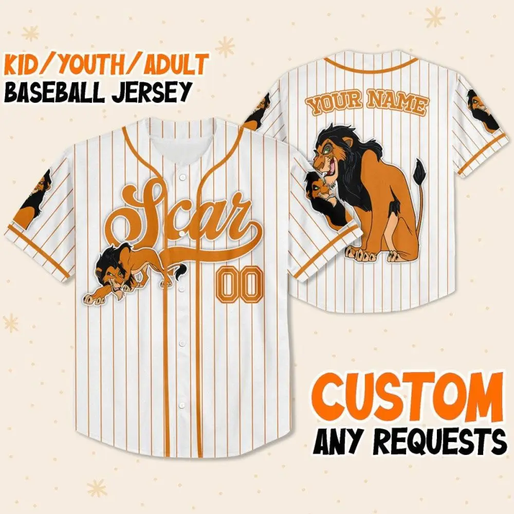 Custom Scar Baseball Jersey - Kids/Youth/Adult Sizes - Add Your Name!