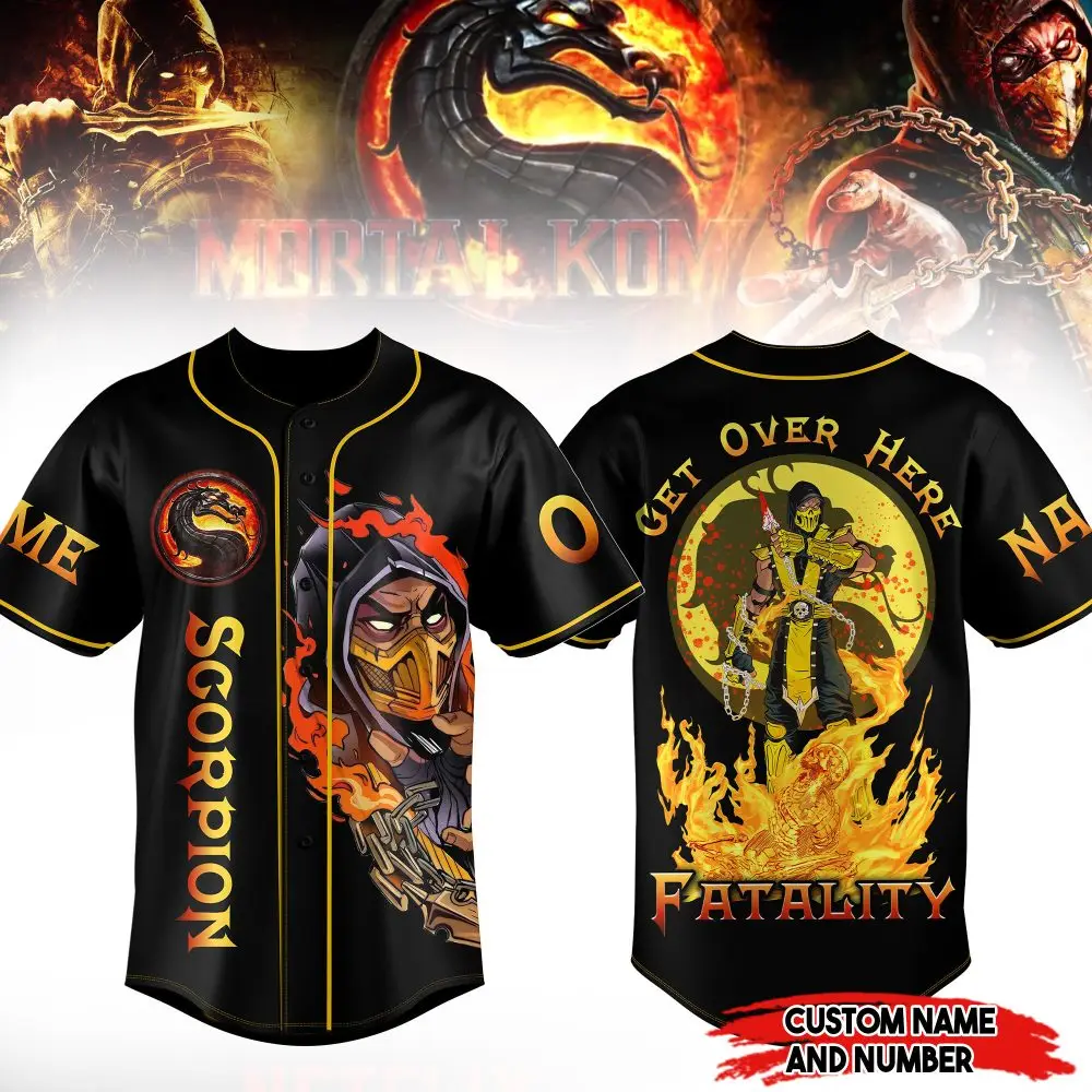 Custom Scorpion Jersey - Mortal Kombat Inspired , Personalize Name & Number , Perfect For Gamers!
