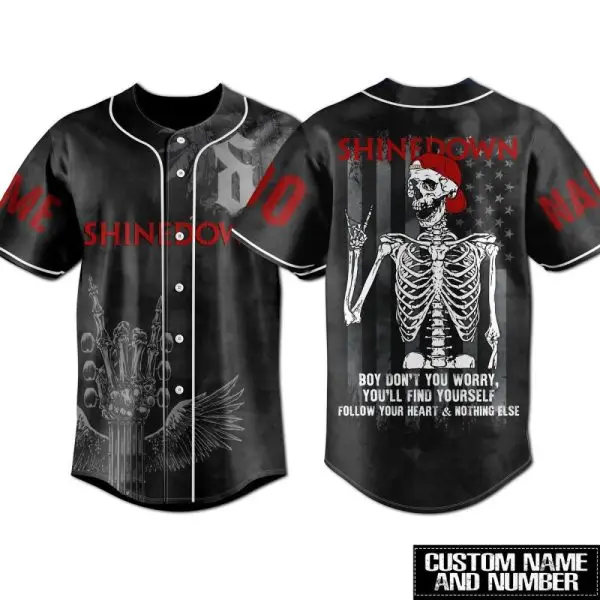 Custom Shinedown Skeleton Baseball Jersey – Rock Style, Personalized Name & Number