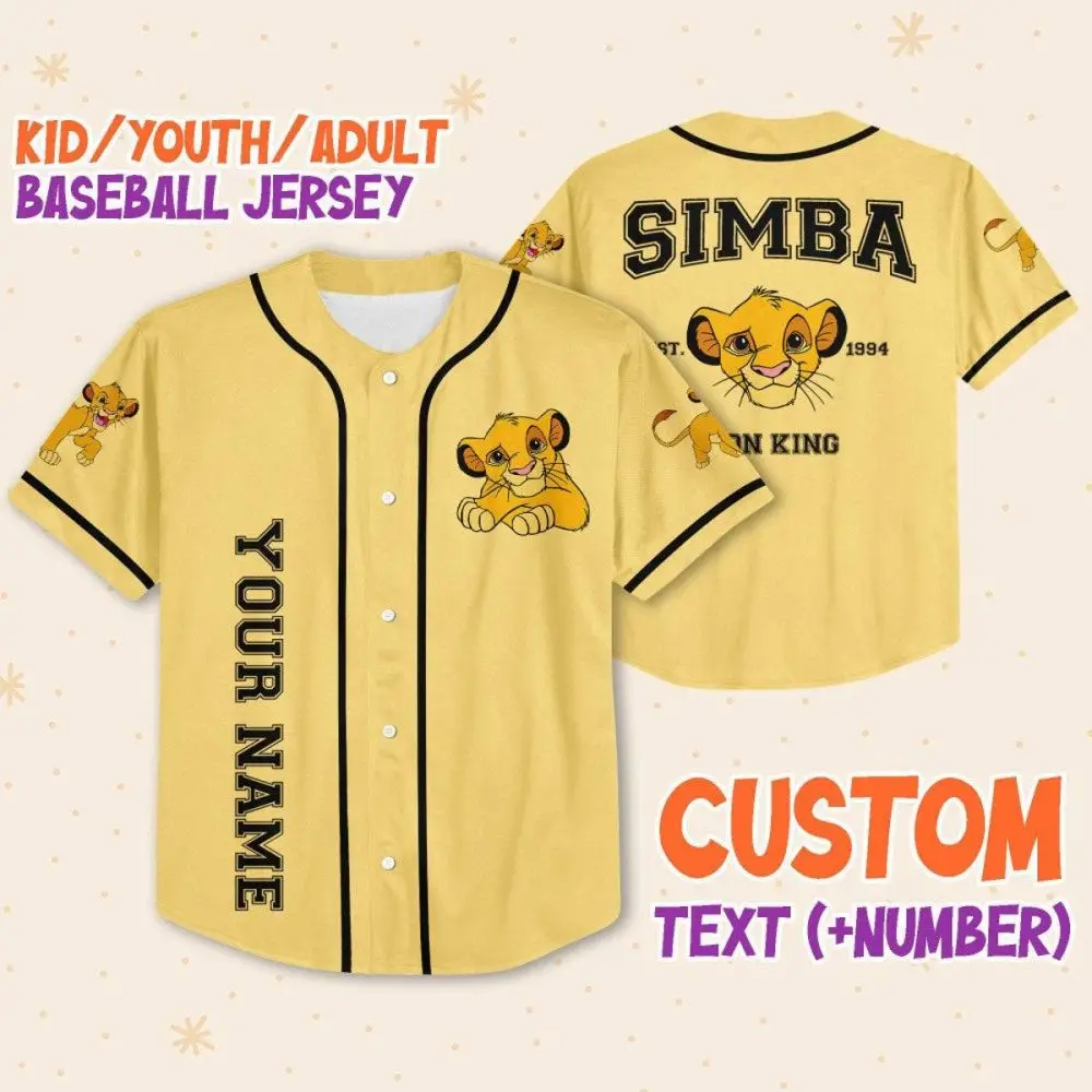 Custom Simba Baseball Jersey For Kids/Adults – Personalized Lion King Apparel