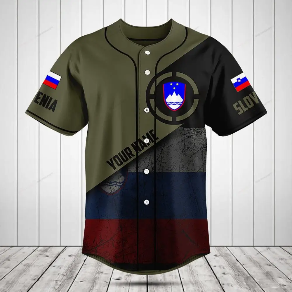 Custom Slovenia Flag Baseball Jersey - Personalized Name & Number, Stylish Sport Top