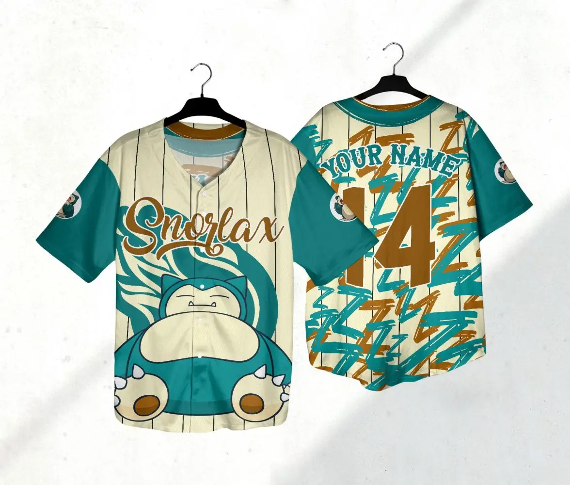Custom Snorlax Baseball Jersey – Personalize With Your Name & Number!