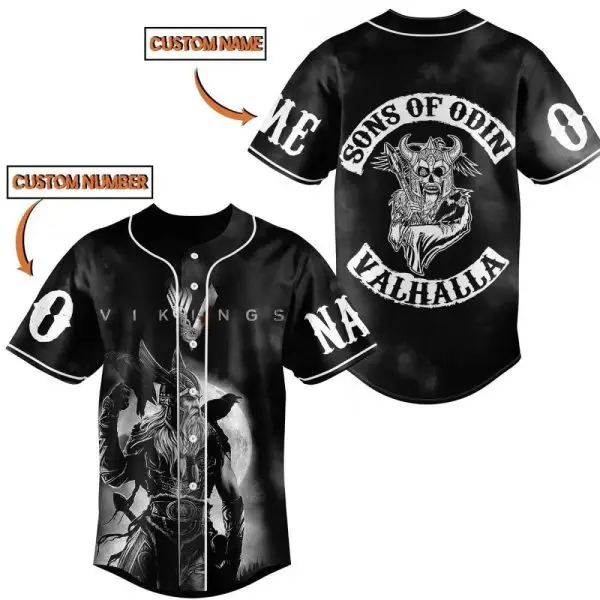 Custom Sons Of Odin Viking Jersey - Personalized Name & Number - Valhalla Warrior Design Custom Sons Of Odin Viking Jersey - Personalized Name & Number - Valhalla Warrior Design - Image 1
