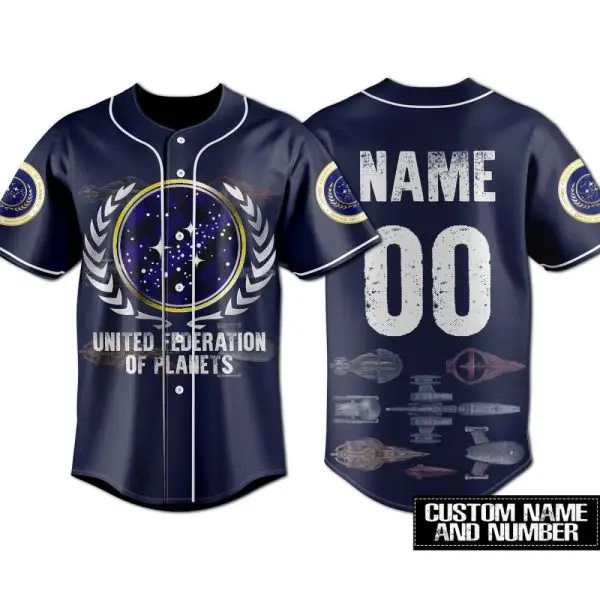 Custom Space Baseball Jersey - United Federation Of Planets Design, Add Name & Number
