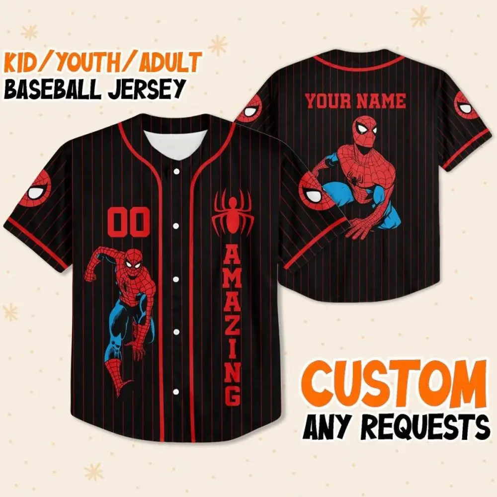 Custom Spider Hero Baseball Jersey - Personalized Kids/Youth/Adult Sizes – Amazing Gift! Custom Spider Hero Baseball Jersey - Personalized Kids/Youth/Adult Sizes – Amazing Gift! - Image 1