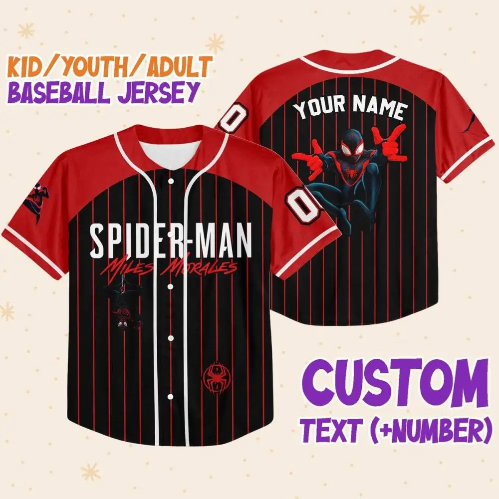Custom Spider-Man Baseball Jersey For Kids/Youth/Adults - Add Your Name & Number!