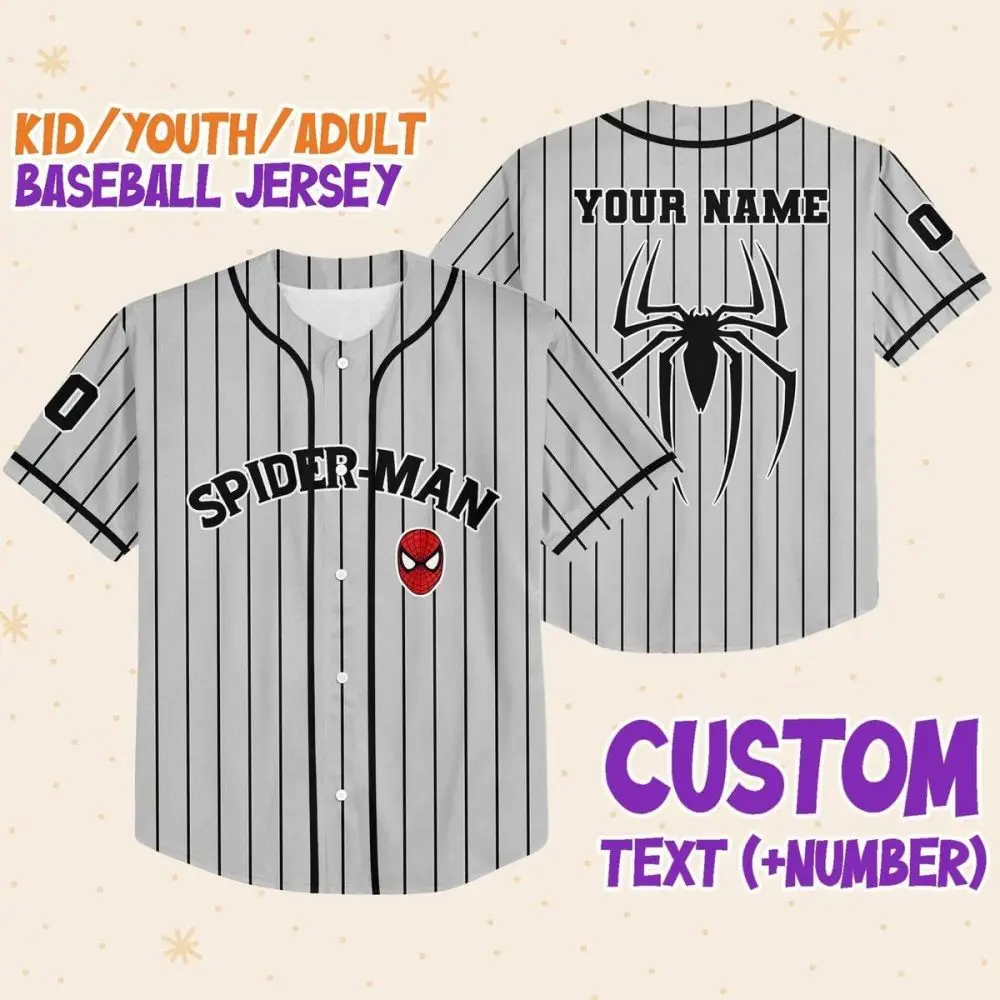 Custom Spider-Man Baseball Jersey For Kids/Youth/Adults - Personalize Name & Number! Custom Spider-Man Baseball Jersey For Kids/Youth/Adults - Personalize Name & Number! - Image 1