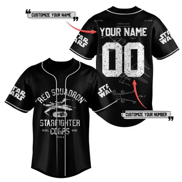 Custom Star Wars Jersey - Personalized Name & Number - Red Squadron Fan Gear Custom Star Wars Jersey - Personalized Name & Number - Red Squadron Fan Gear - Image 1