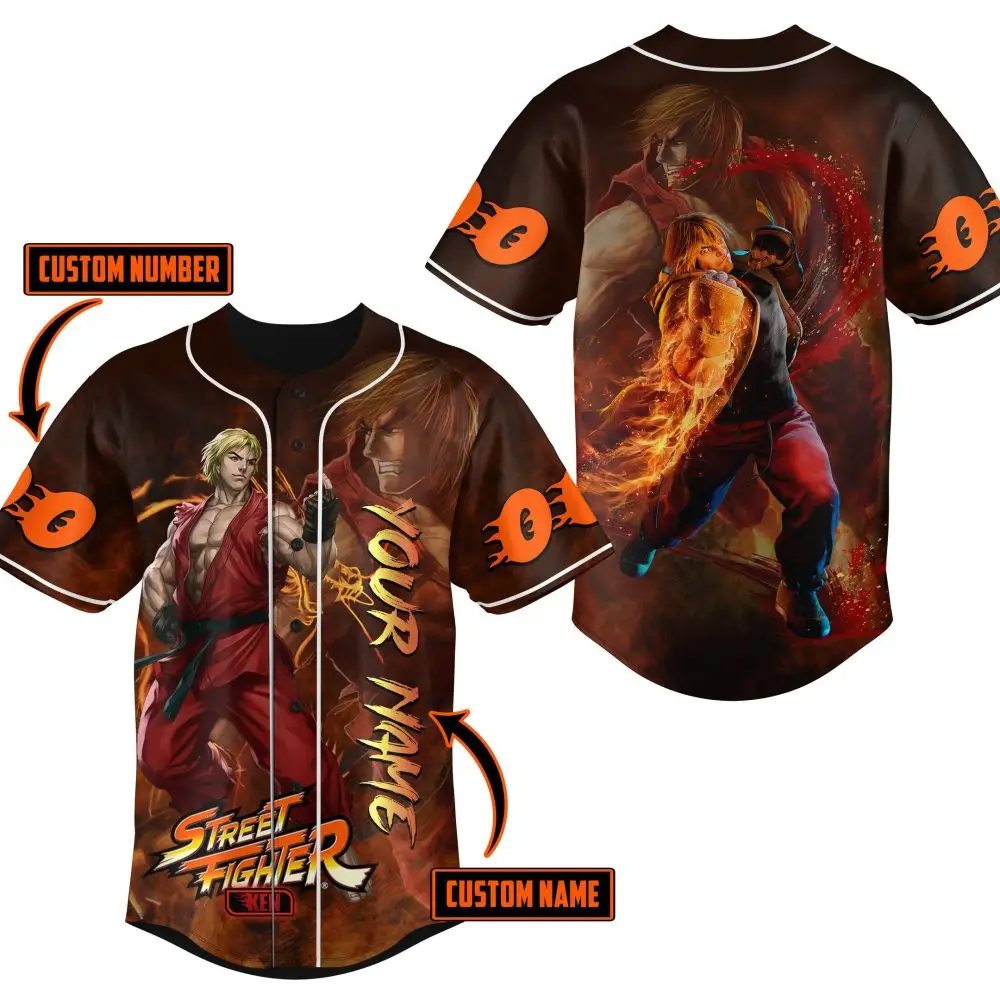 Custom Street Fighter Baseball Jersey – Personalized Name & Number – Men'S S-3Xl