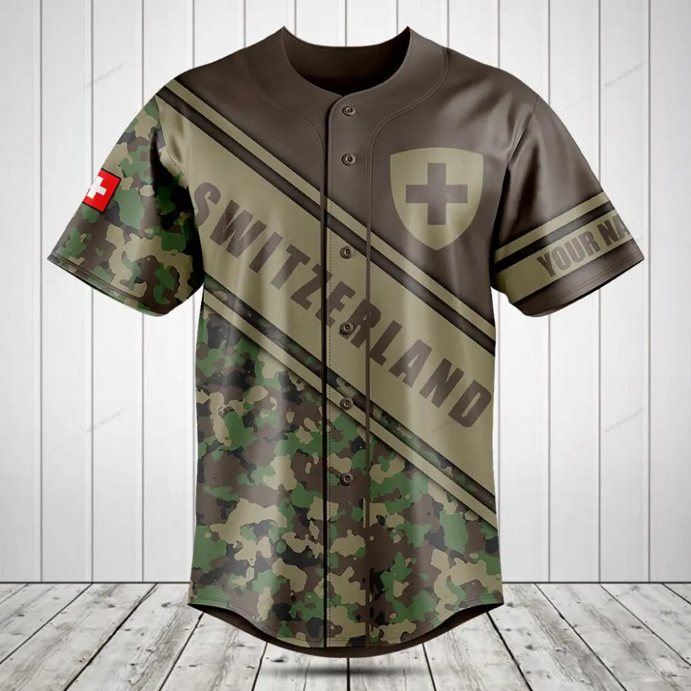 Custom Switzerland Camo Baseball Jersey - Personalized Name & Number, Unique Gift Idea Custom Switzerland Camo Baseball Jersey - Personalized Name & Number, Unique Gift Idea - Image 1