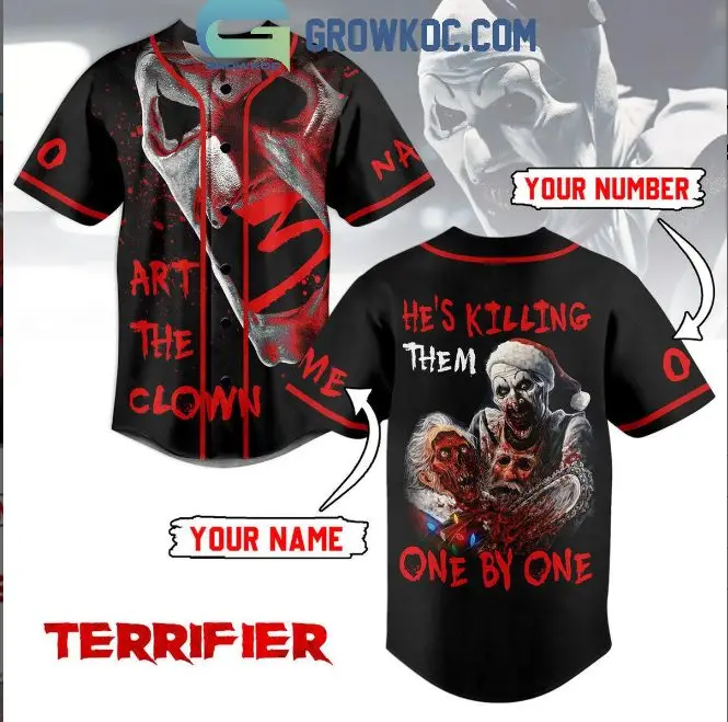 Custom Terrifier Horror Clown Jersey - Personalized Name & Number, Scary Movie Shirt Custom Terrifier Horror Clown Jersey - Personalized Name & Number, Scary Movie Shirt - Image 1
