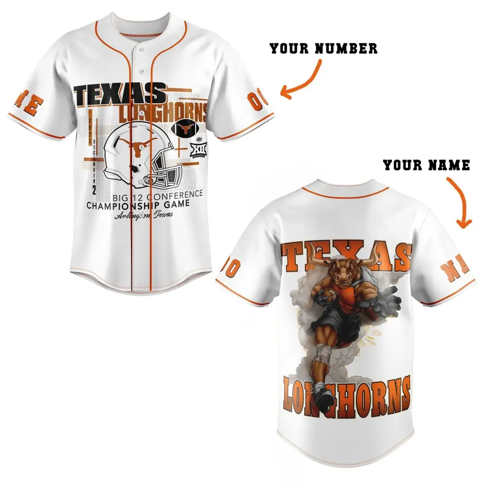 Custom Texas Longhorns Jersey - Personalize Name & Number - Big 12 Championship Gear