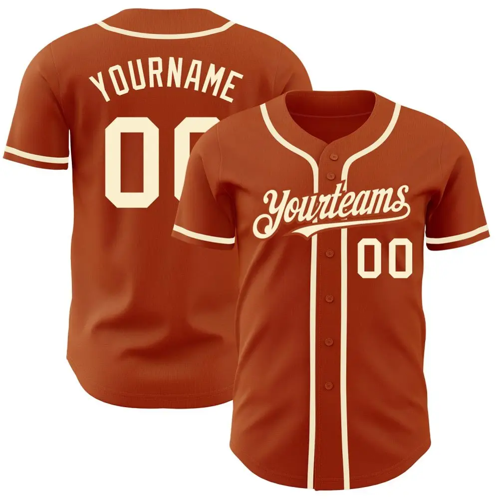 Custom Texas Orange Cream Authentic Baseball Jersey Custom Texas Orange Cream Authentic Baseball Jersey - Image 1