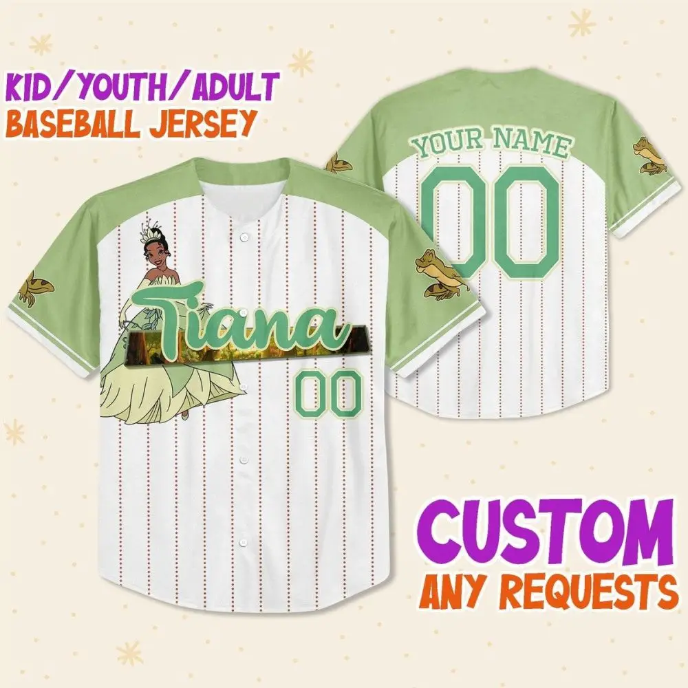 Custom Tiana Baseball Jersey - Kids/Youth/Adult Sizes - Personalize Your Name & Number Custom Tiana Baseball Jersey - Kids/Youth/Adult Sizes - Personalize Your Name & Number - Image 1