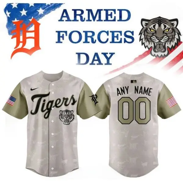 Custom Tigers Armed Forces Day Jersey - Personalize Name & Number, Honor Veterans In Style! Custom Tigers Armed Forces Day Jersey - Personalize Name & Number, Honor Veterans In Style! - Image 1