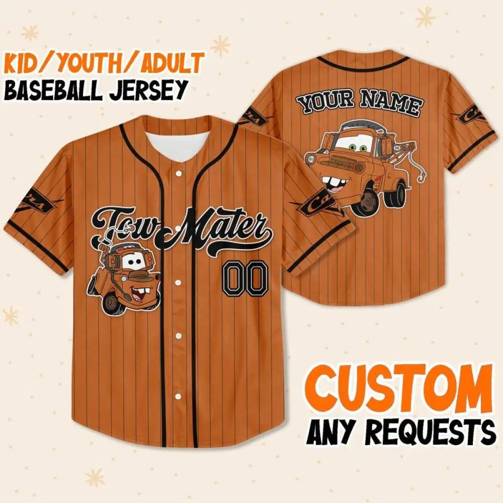 Custom Tow Mater Baseball Jersey For Kids/Youth/Adults - Personalize Your Name!
