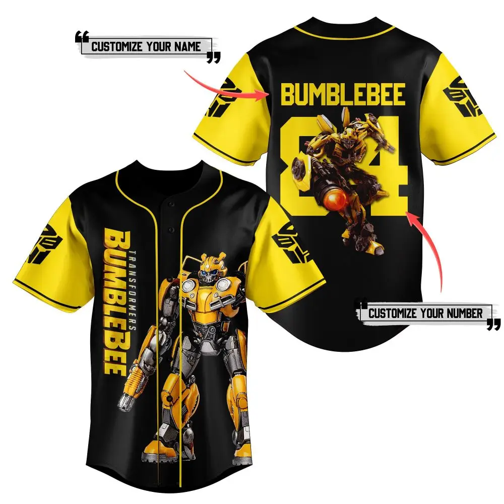 Custom Transformers Bumblebee Baseball Jersey – Personalize Name & Number!