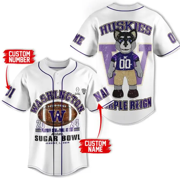 Custom Washington Huskies Jersey - Add Your Name & Number - 2024 Sugar Bowl Design