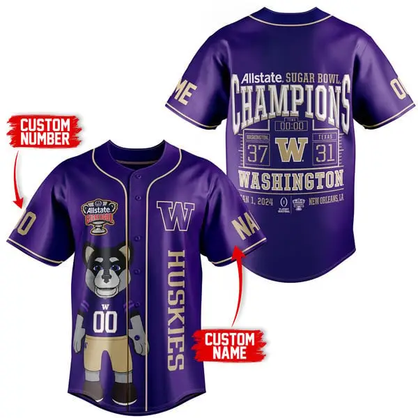 Custom Washington Huskies Sugar Bowl Champions Jersey - Add Name & Number!