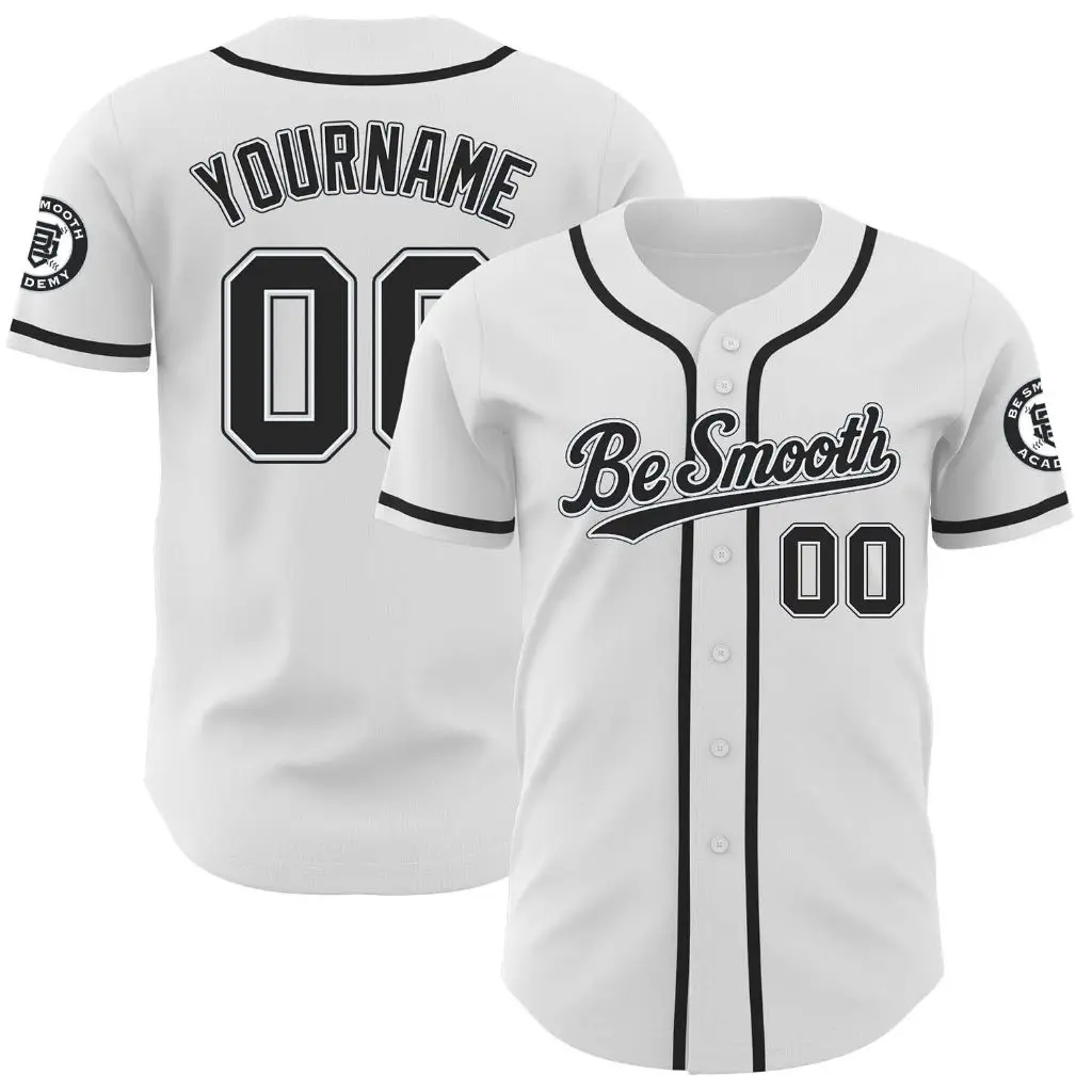 Custom White Black-Silver Authentic Baseball Be Smooth Jersey Custom White Black-Silver Authentic Baseball Be Smooth Jersey - Image 1