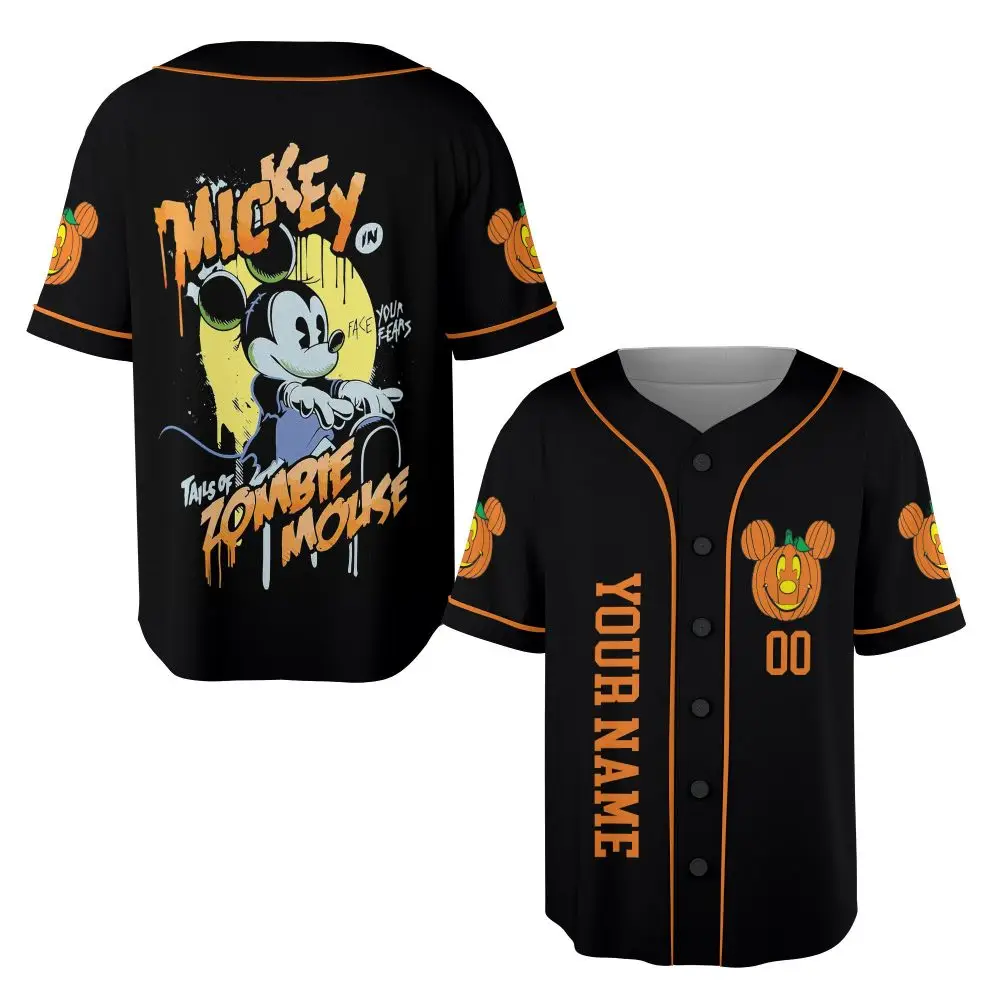 Custom Zombie Mouse Baseball Jersey - Halloween Special Edition, Personalized Name & Number Custom Zombie Mouse Baseball Jersey - Halloween Special Edition, Personalized Name & Number - Image 1