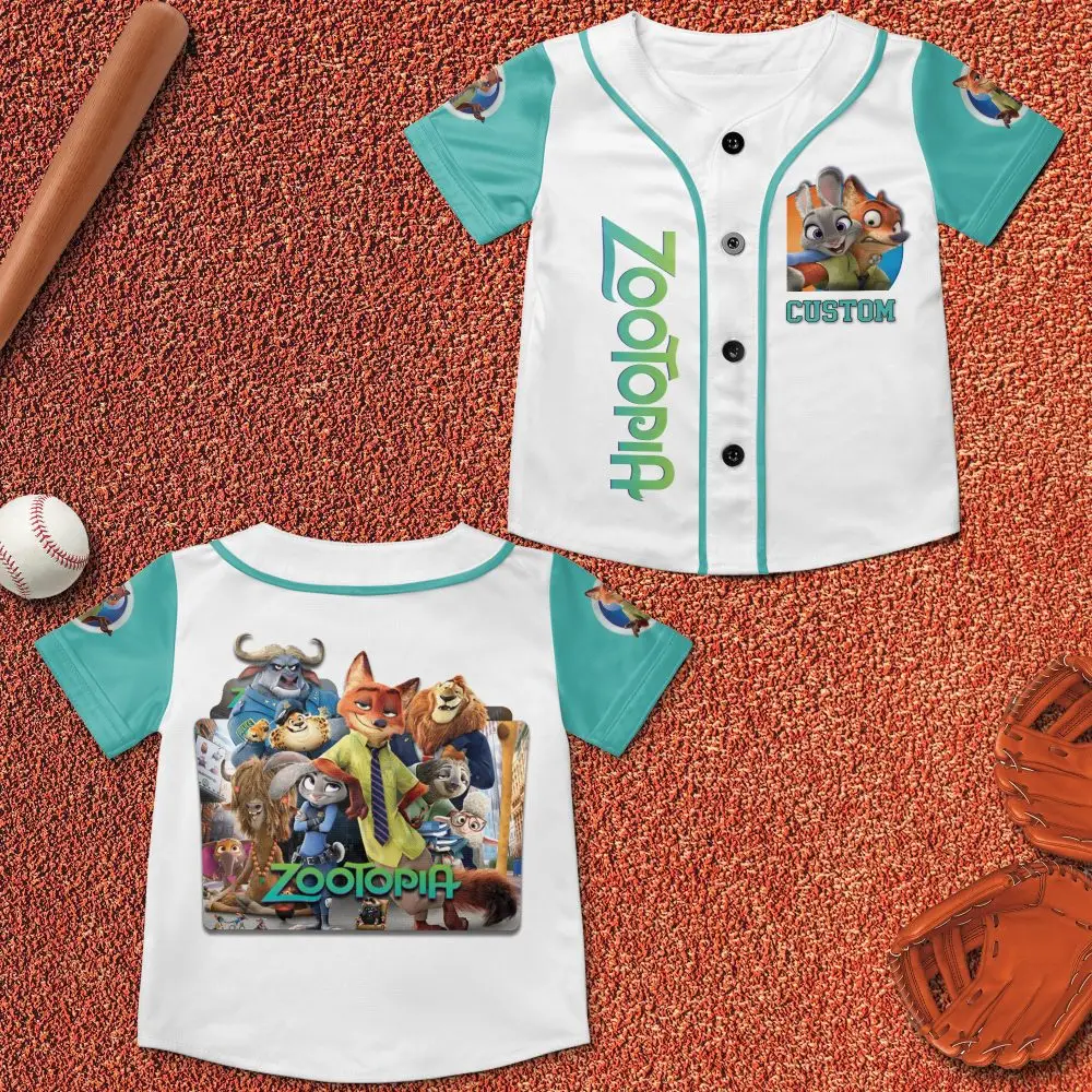 Custom Zootopia Kids' Baseball Jersey - Fun & Vibrant Animal Design - Perfect For Little Fans!