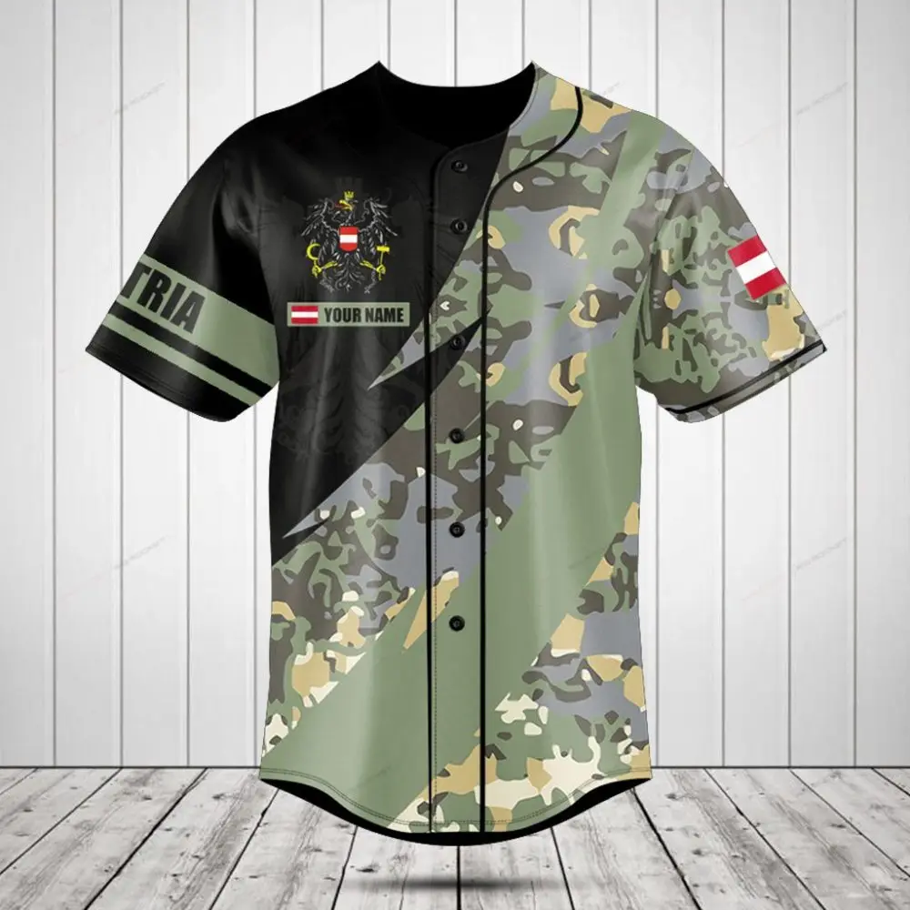Customizable Austria Camo Baseball Jersey - Personalize Your Style Today! Customizable Austria Camo Baseball Jersey - Personalize Your Style Today! - Image 1