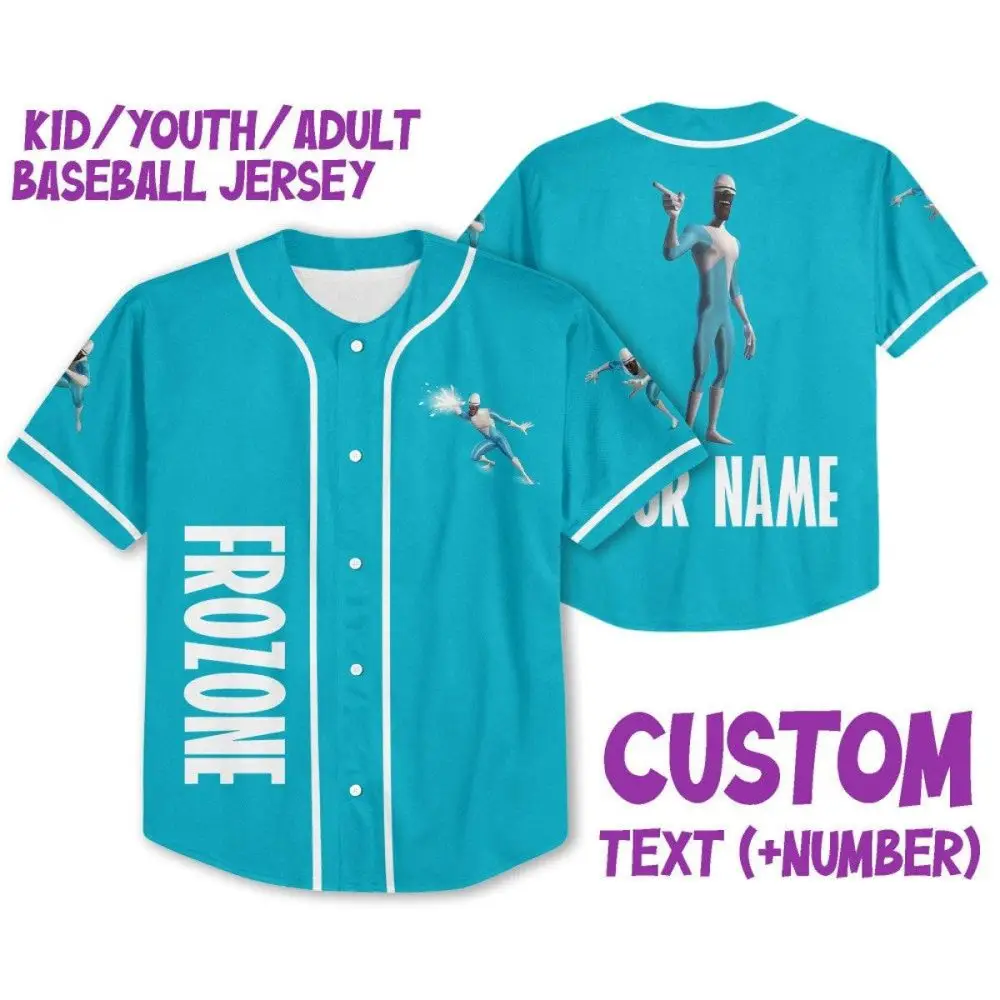 Customizable Blue Baseball Jersey For Kids/Youth/Adults - Add Name & Number!