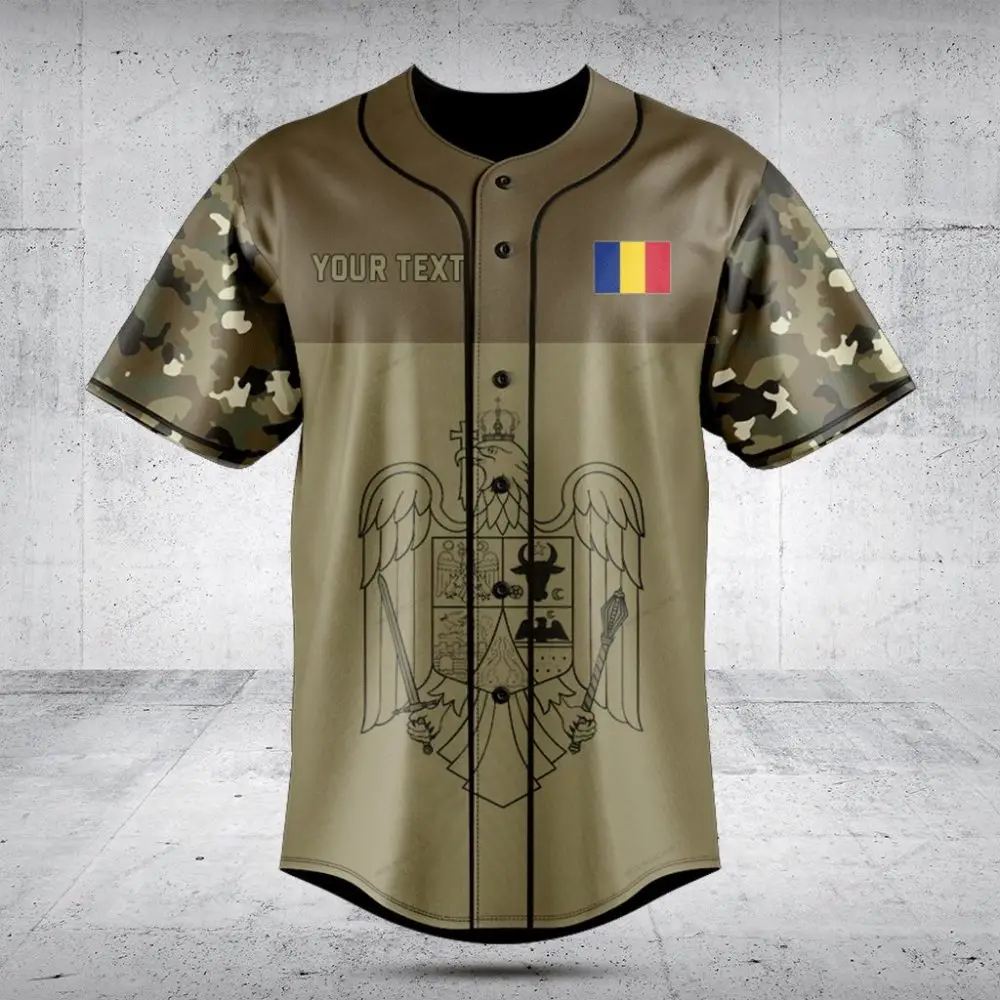 Customizable Camouflage Baseball Jersey With Flag & Eagle Design - Perfect For Sports & Casual Wear