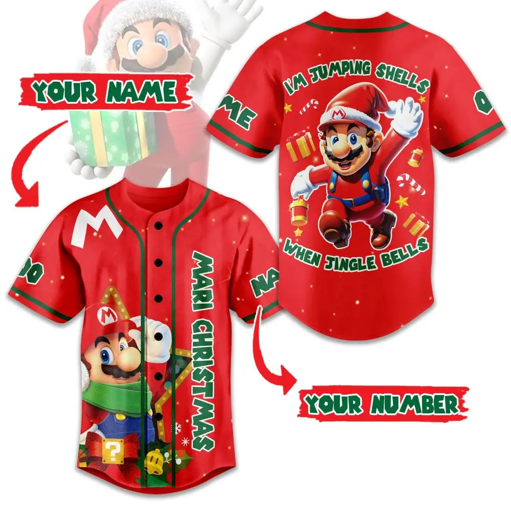 Customizable Christmas Gamer Jersey - Festive Red Santa Design For Holiday Fun