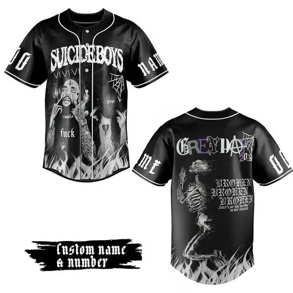 Customizable Dark Aesthetic Baseball Jersey - Unique Graphic Design & Name Option Customizable Dark Aesthetic Baseball Jersey - Unique Graphic Design & Name Option - Image 1