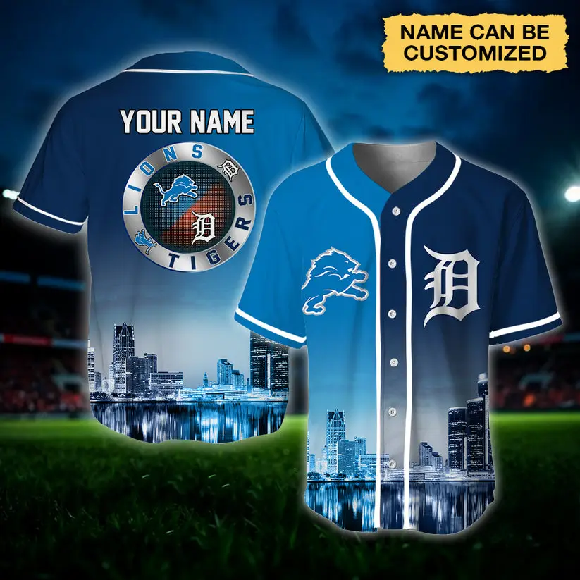 Customizable Detroit Sports Jersey - Personalized Name & Iconic Skyline Design