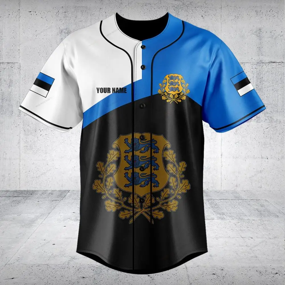 Customizable Estonia Flag Baseball Jersey - Unique National Pride Apparel Customizable Estonia Flag Baseball Jersey - Unique National Pride Apparel - Image 1