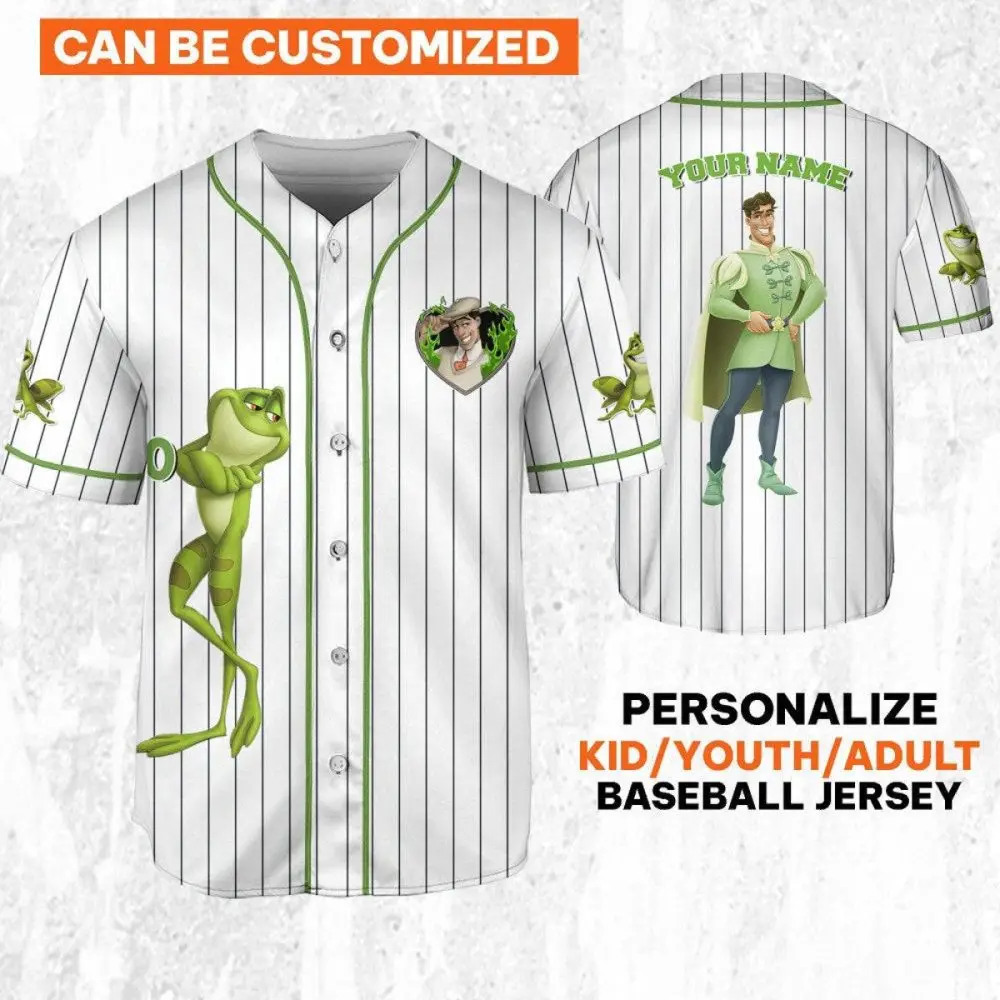 Customizable Frog Prince Baseball Jersey - Kids/Youth/Adult Sizes, Personalized Name
