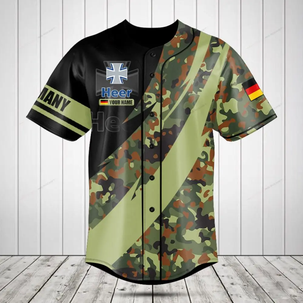 Customizable German Camo Baseball Jersey - Personalize Your Style! Customizable German Camo Baseball Jersey - Personalize Your Style! - Image 1