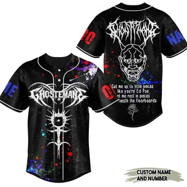 Customizable Gothic Baseball Jersey – Unique Design With Name & Number Option