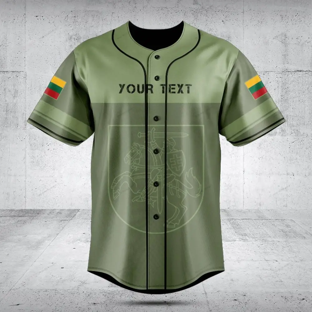 Customizable Green Baseball Jersey With Flag Patch - Personalized Sportswear